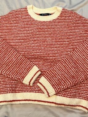 Red & White Crewneck Sweater